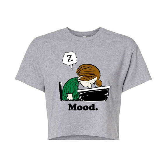 Peanuts - Peppermint Patty Mood - Juniors Cropped Cotton Blend T-Shirt