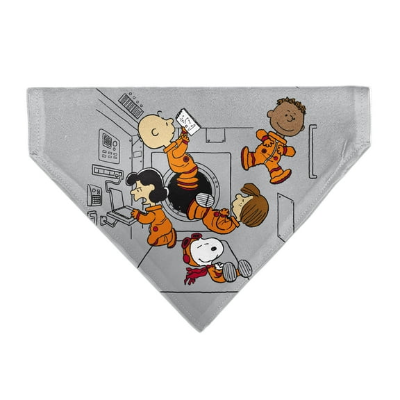 Peanuts Pet Bandana Peanuts Gang Floating Astronauts Group Pose Gray Slip On CollarBandana Only