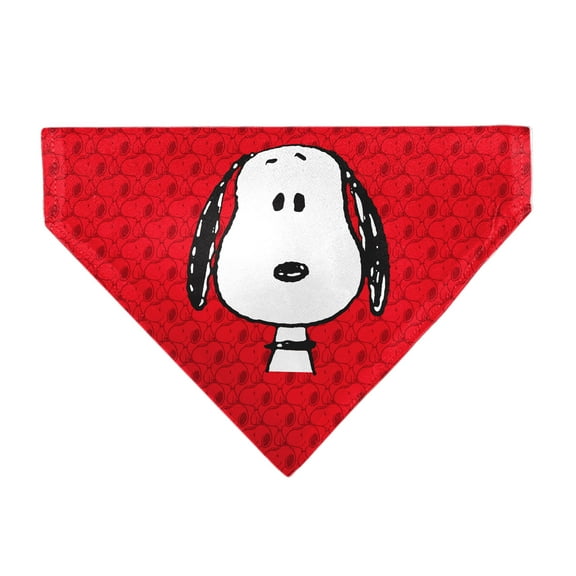 Peanuts Pet Bandana Peanuts Snoopy Face and Profile Pose Reds Slip On CollarBandana Only