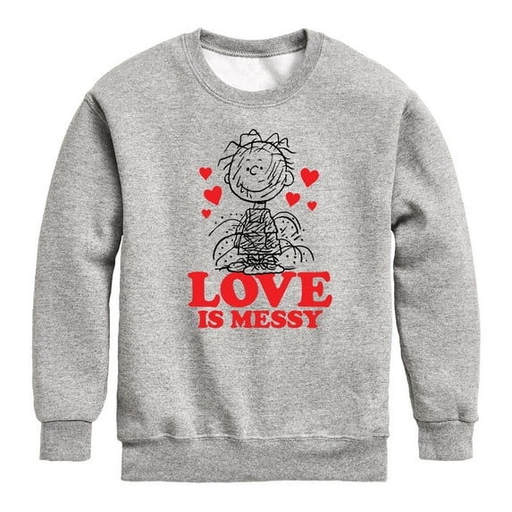 Peanuts - Pigpen Love Is Messy - Toddler And Youth Crewneck Fleece Sweatshirt