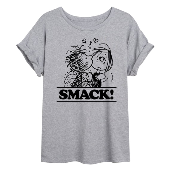 Peanuts - Pigpen Peppermint Patty Smack - Juniors Oversized Graphic T-Shirt