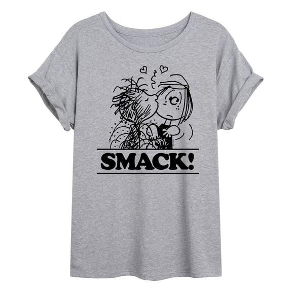 Peanuts - Pigpen Peppermint Patty Smack - Juniors Oversized Graphic T-Shirt