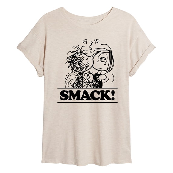 Peanuts - Pigpen Peppermint Patty Smack - Juniors Oversized Graphic T-Shirt