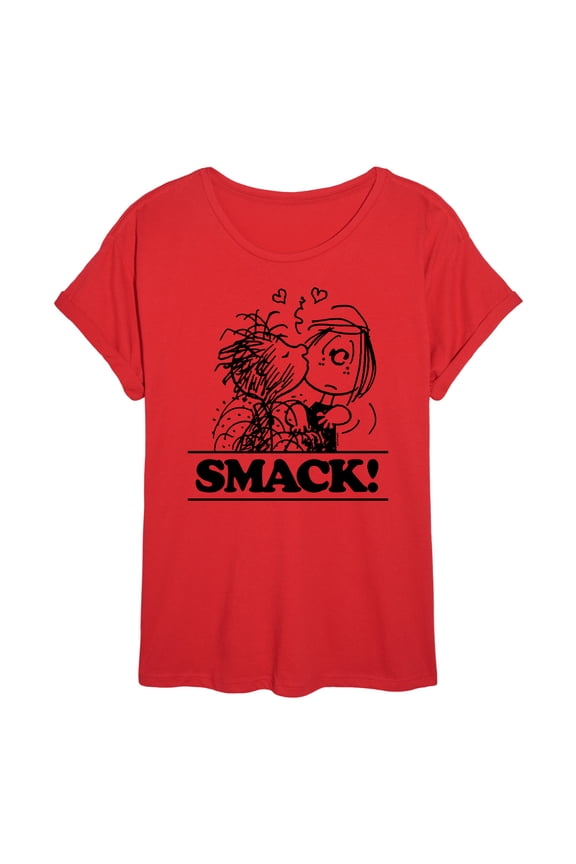 - Pigpen Peppermint Patty Smack - Juniors Oversized Graphic T-Shirt