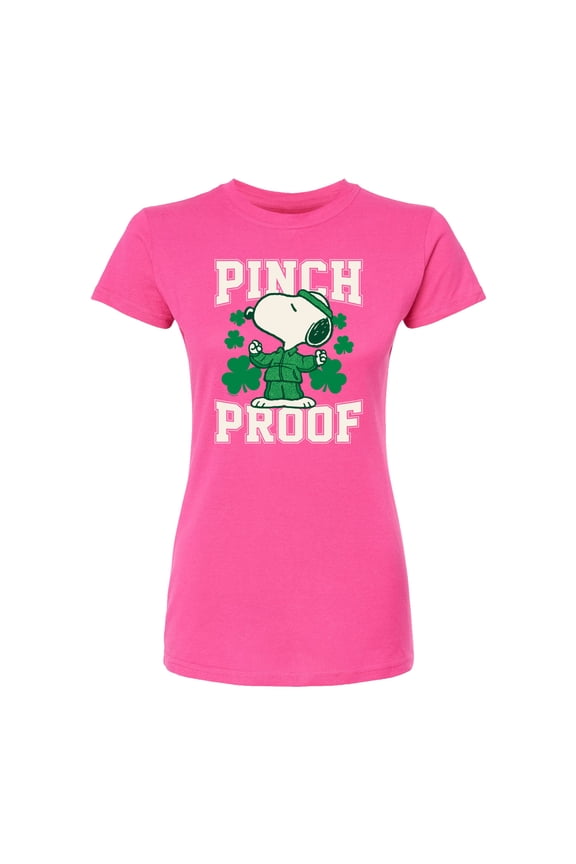 - Pinch Proof Snoopy - Juniors Fitted Graphic T-Shirt