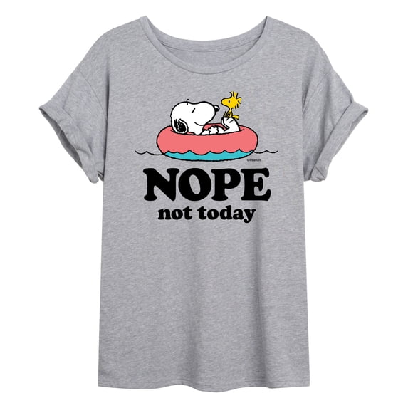Peanuts - Pool Nope Not Today - Juniors Oversized Graphic T-Shirt
