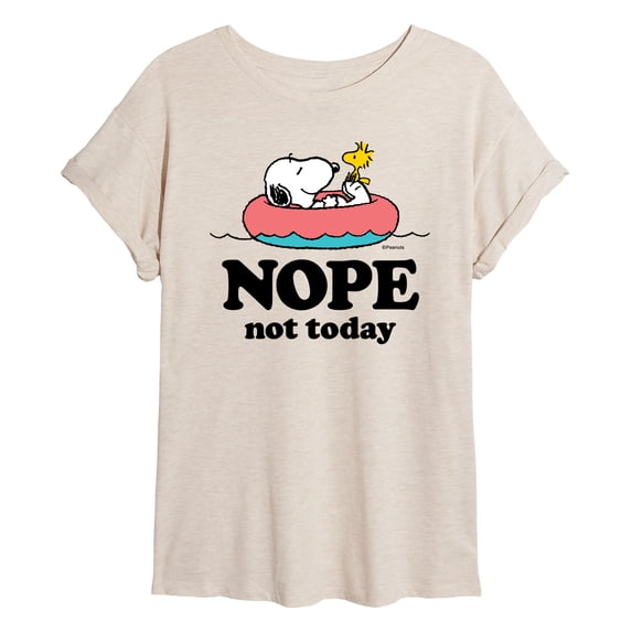Peanuts - Pool Nope Not Today - Juniors Oversized Graphic T-Shirt