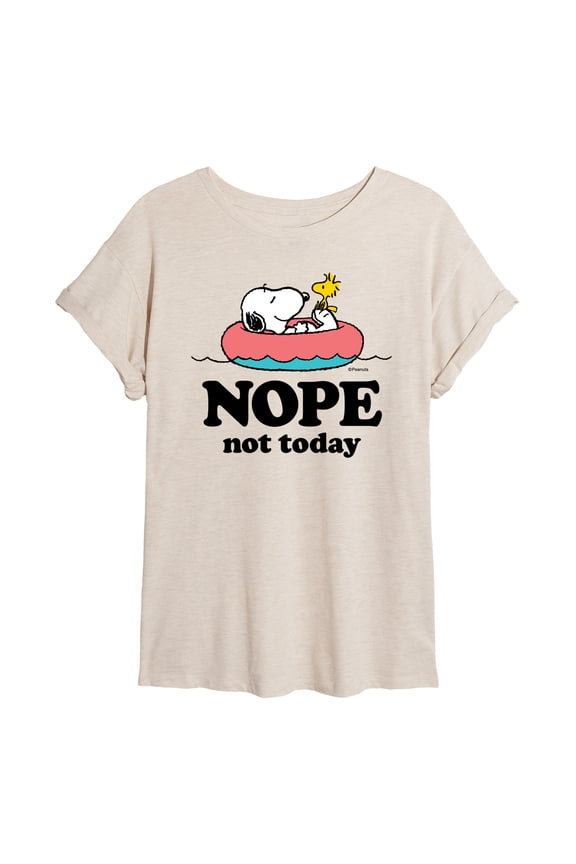 - Pool Nope Not Today - Juniors Oversized Graphic T-Shirt