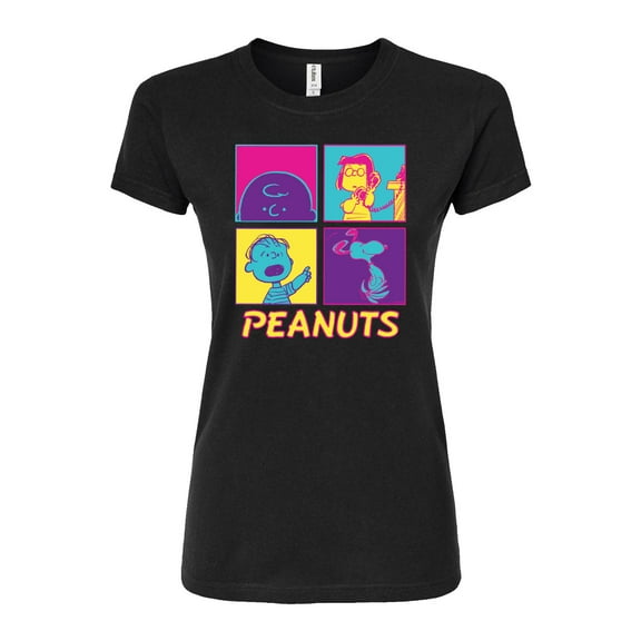 Peanuts - Pop Grid - Juniors Fitted Graphic T-Shirt