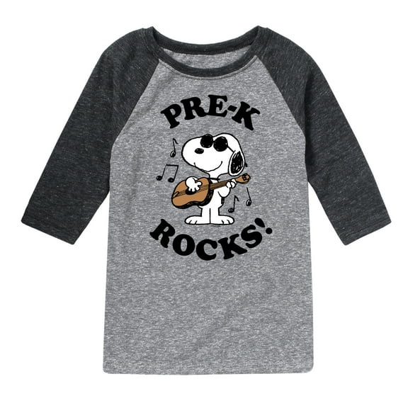 Peanuts - Pre-K Rocks - Toddler And Youth Raglan Graphic T-Shirt