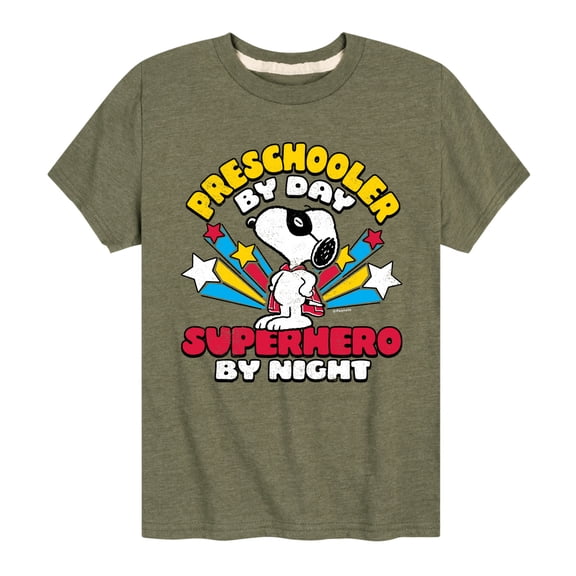Peanuts - Preschooler By Day - Toddler And Youth Short Sleeve Graphic T-Shirt