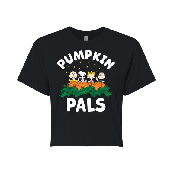 Peanuts - Pumpkin Pals - Juniors Cropped Cotton Blend T-Shirt
