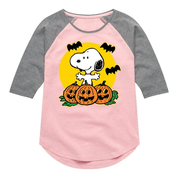 Peanuts - Pumpkin Patch - Toddler And Youth Girls Raglan Graphic T-Shirt