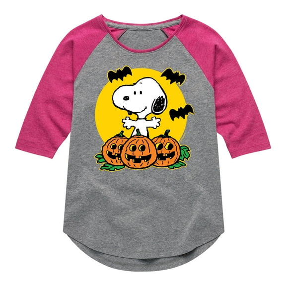 Peanuts - Pumpkin Patch - Toddler And Youth Girls Raglan Graphic T-Shirt