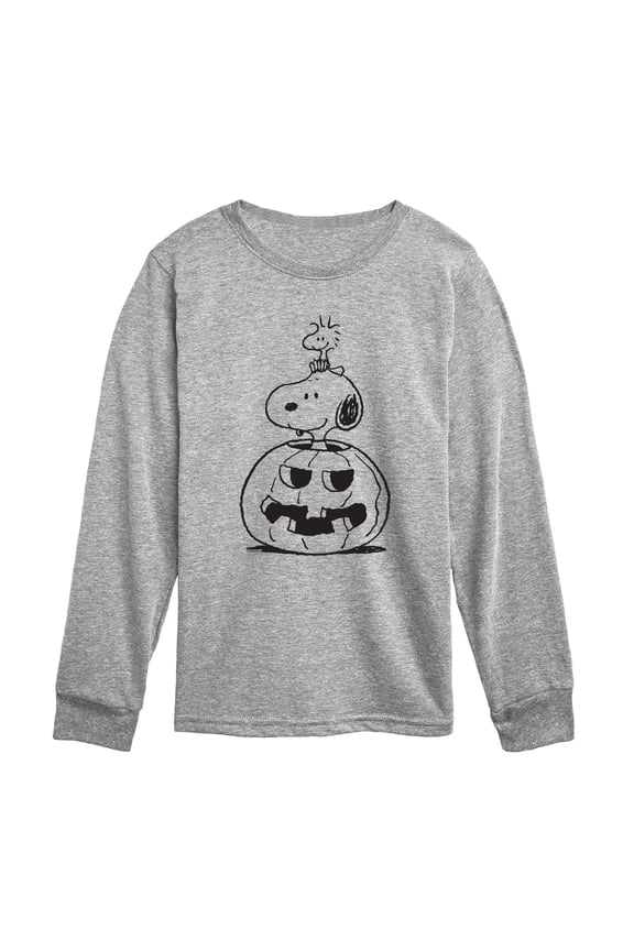 - Pumpkin Sketch - Youth Boys Long Sleeve Graphic T-Shirt