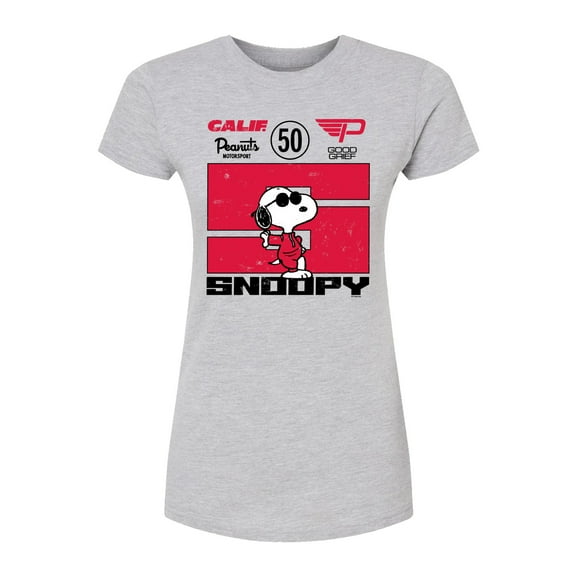 Peanuts - Racer Snoopy - Juniors Fitted Graphic T-Shirt