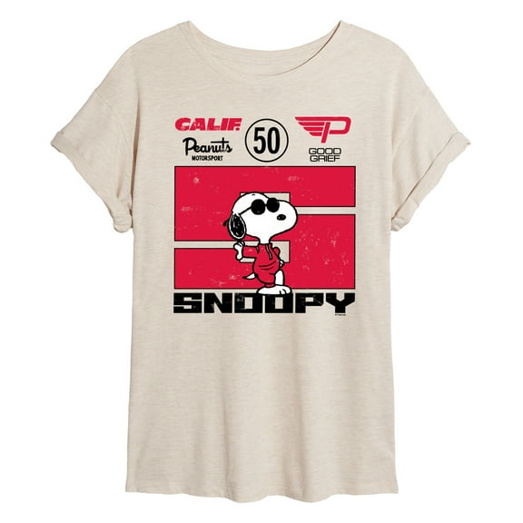 Peanuts - Racer Snoopy - Women's Oversized Graphic T-Shirt
