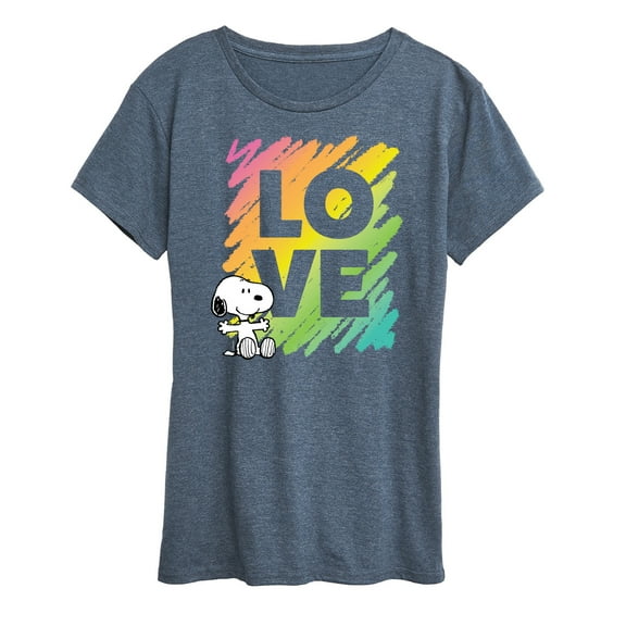 Peanuts - Rainbow Love Scribble - Ladies Short Sleeve Classic Fit Tee