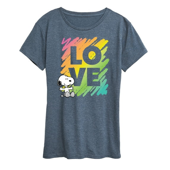 Peanuts - Rainbow Love Scribble - Ladies Short Sleeve Classic Fit Tee