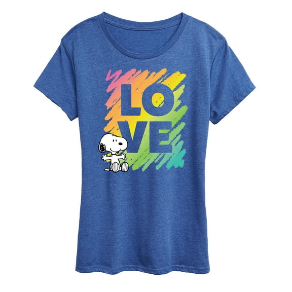 Peanuts - Rainbow Love Scribble - Ladies Short Sleeve Classic Fit Tee