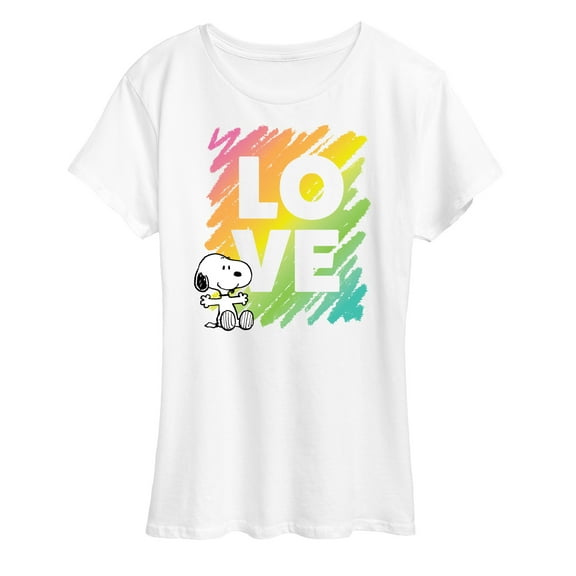Peanuts - Rainbow Love Scribble - Ladies Short Sleeve Classic Fit Tee