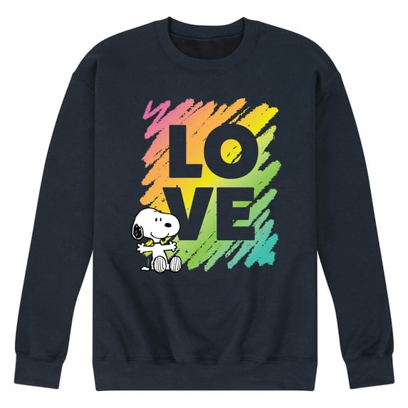 Peanuts - Rainbow Love Scribble - Men's Crew Neck Fleece Pullover