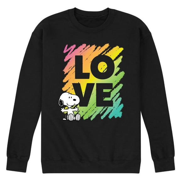 Peanuts - Rainbow Love Scribble - Men's Crew Neck Fleece Pullover