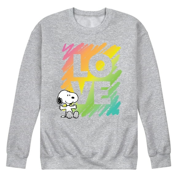 Peanuts - Rainbow Love Scribble - Men's Crew Neck Fleece Pullover