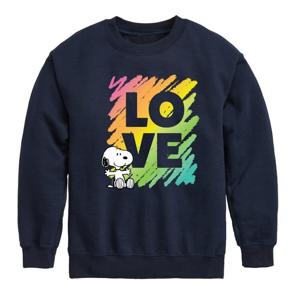 Peanuts - Rainbow Love Scribble - Toddler & Youth Crewneck Fleece Sweatshirt