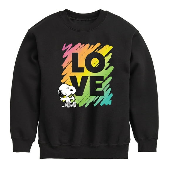 Peanuts - Rainbow Love Scribble - Toddler & Youth Crewneck Fleece Sweatshirt