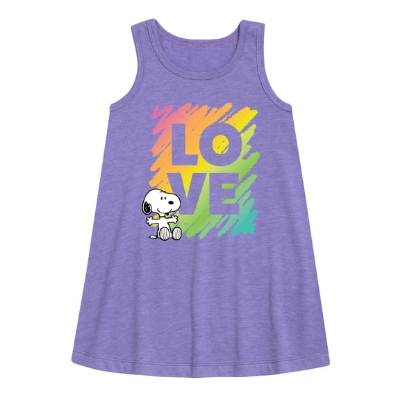 Peanuts - Rainbow Love Scribble - Toddler & Youth Girls A-line Dress