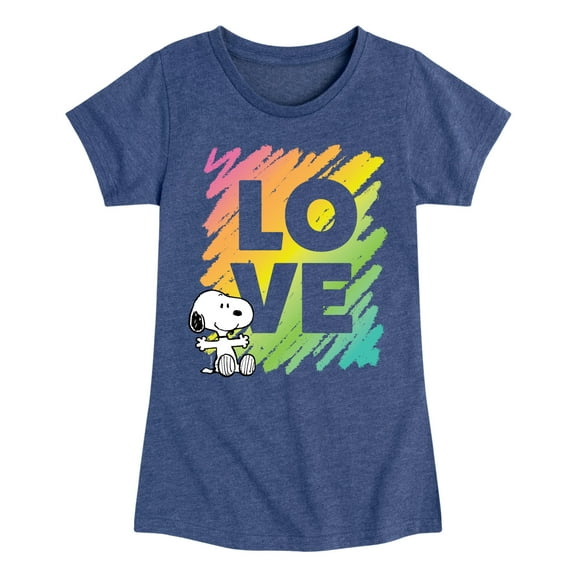 Peanuts - Rainbow Love Scribble - Toddler & Youth Girls Short Sleeve Graphic T-Shirt