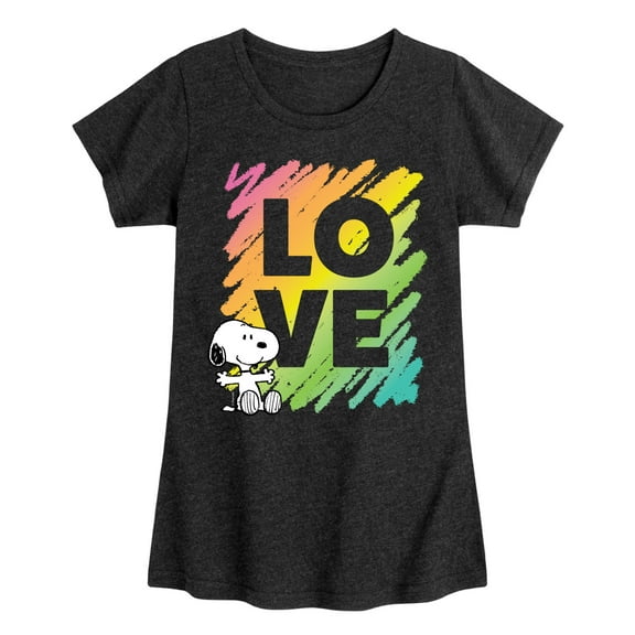 Peanuts - Rainbow Love Scribble - Toddler & Youth Girls Short Sleeve Graphic T-Shirt