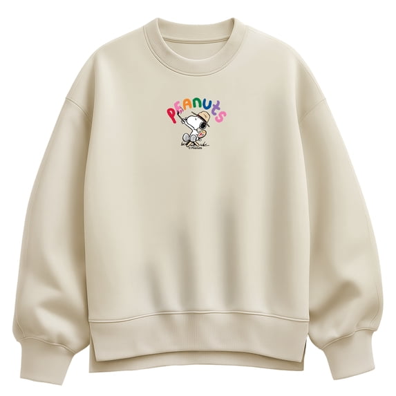 Peanuts - Rainbow Painting Oversized Fleece Crew Sweatshirt