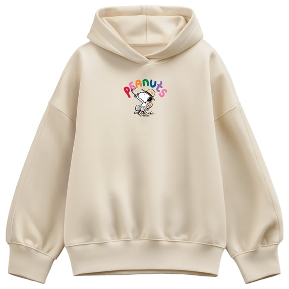 Peanuts - Rainbow Painting Oversized Fleece Hoodie Sweatshirt