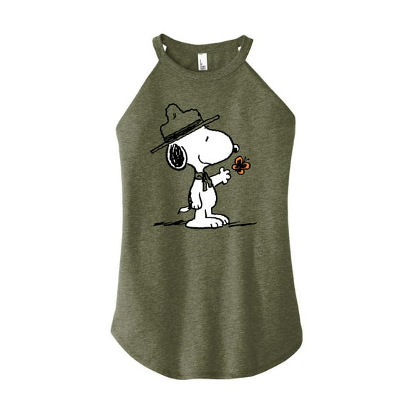 Peanuts - Ranger Snoopy And Butterfly - Juniors High Neck Tank Top
