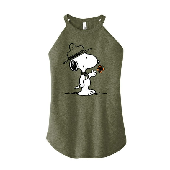 Peanuts - Ranger Snoopy And Butterfly - Juniors High Neck Tank Top