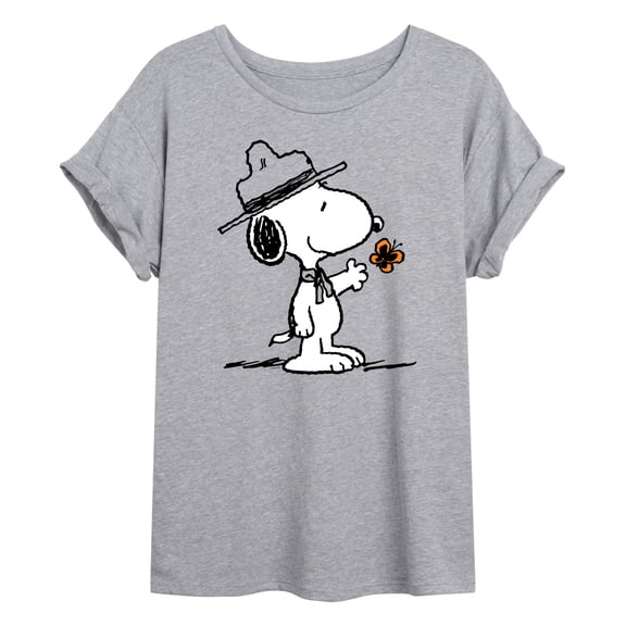Peanuts - Ranger Snoopy And Butterfly - Juniors Ideal Flowy Muscle T-Shirt