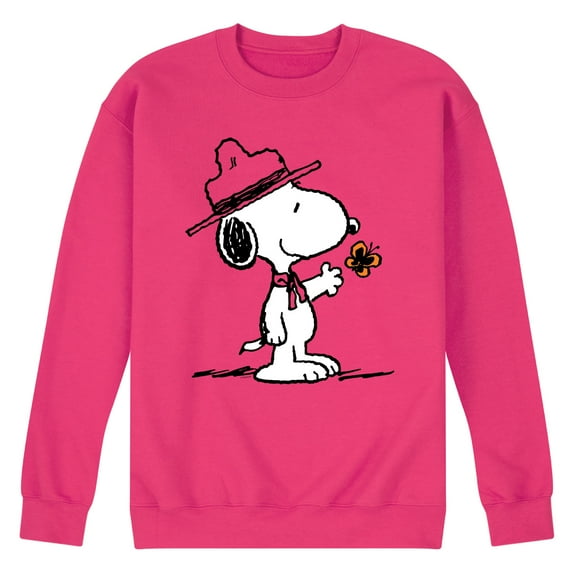 Peanuts - Ranger Snoopy And Butterfly - Men's Crew Neck Fleece Pullover