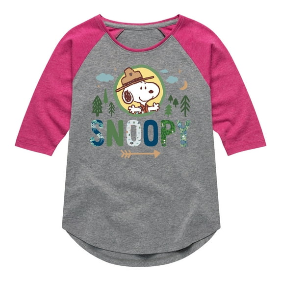 Peanuts - Ranger Snoopy - Toddler And Youth Girls Raglan Graphic T-Shirt