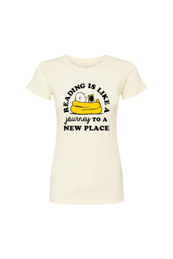 - Reading Is Like A Journey To A New Place - Juniors Fitted Graphic T-Shirt
