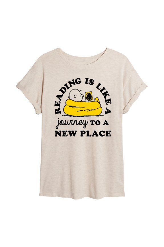 - Reading Is Like A Journey To A New Place - Juniors Ideal Flowy Muscle T-Shirt