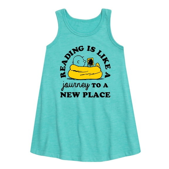 Peanuts - Reading Is Like A Journey To A New Place - Toddler & Youth Girls A-line Dress