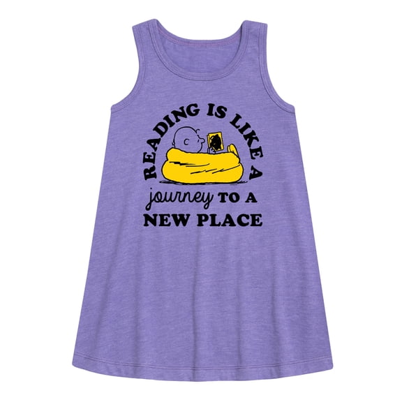 Peanuts - Reading Is Like A Journey To A New Place - Toddler & Youth Girls A-line Dress