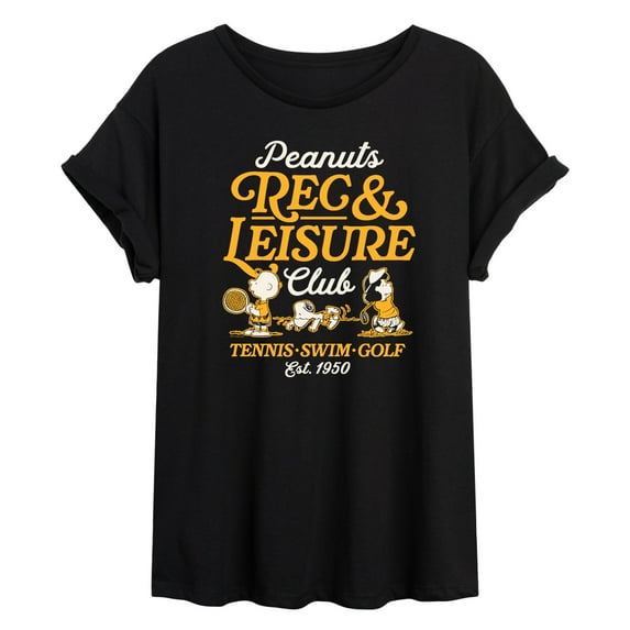 Peanuts - Rec And Leisure Club - Juniors Oversized Graphic T-Shirt