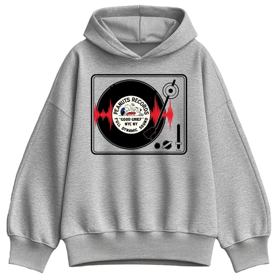 Peanuts - Record Player - Women's Oversized Fleece Hoodie Sweatshirt