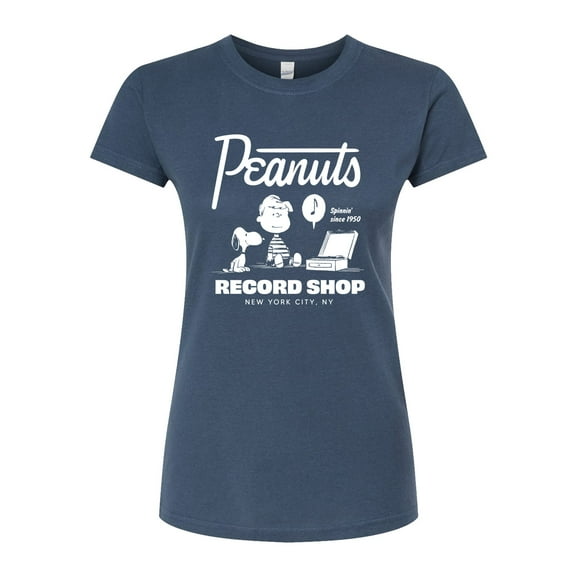 Peanuts - Record Shop - Juniors Fitted Graphic T-Shirt