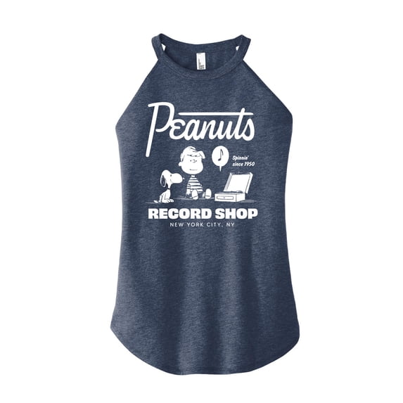 Peanuts - Record Shop - Juniors High Neck Tank Top