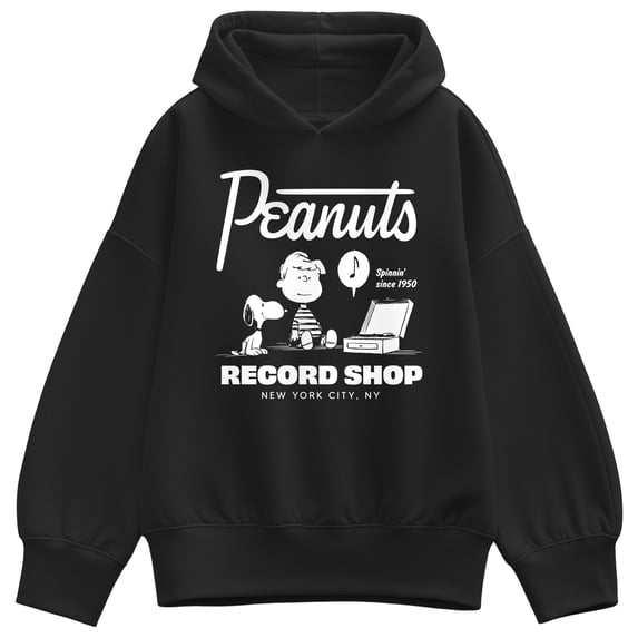 Peanuts - Record Shop - Women's Oversized Fleece Hoodie Sweatshirt