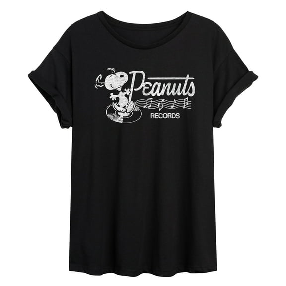 Peanuts - Records Dancing Snoopy - Juniors Ideal Flowy Muscle T-Shirt